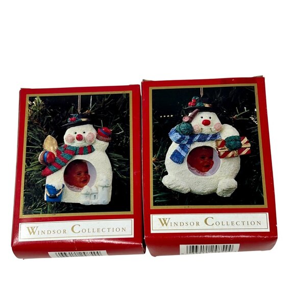 Vintage Windsor‎ Collection Snowman Christmas Ornament Photo Frames -  Set Of 2 - Picture 3 of 6